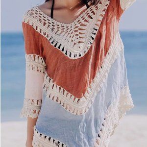 Crochet beach tunic top cover-up